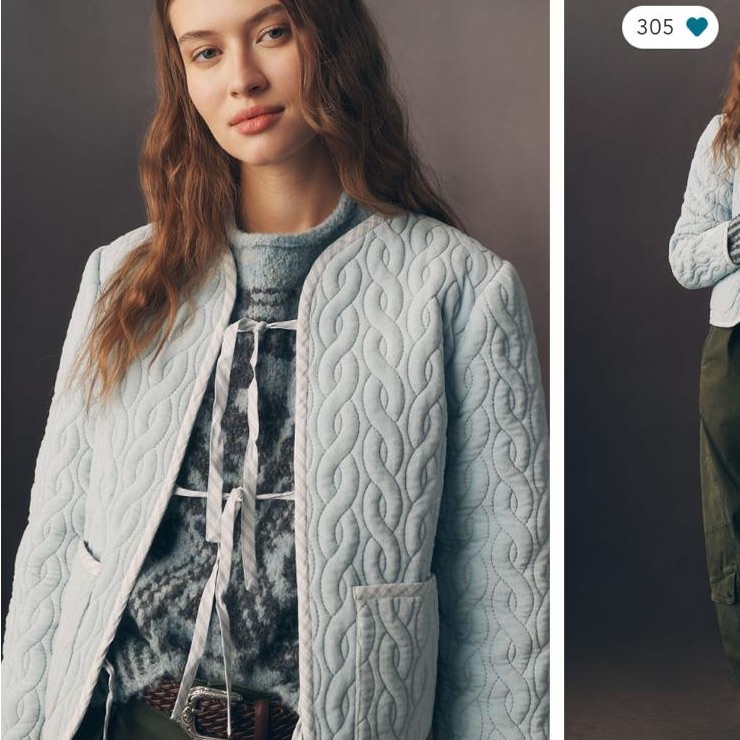 Anthropologie Light Blue Quilted Jacket Anthropologie Light Blue Quilted Jacket